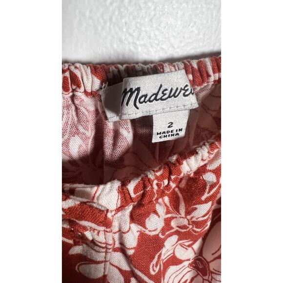 Madewell Margie Mini Dress In Abstract‎ Flora Orange Floral Linen Blend Size 2 - Picture 10 of 11